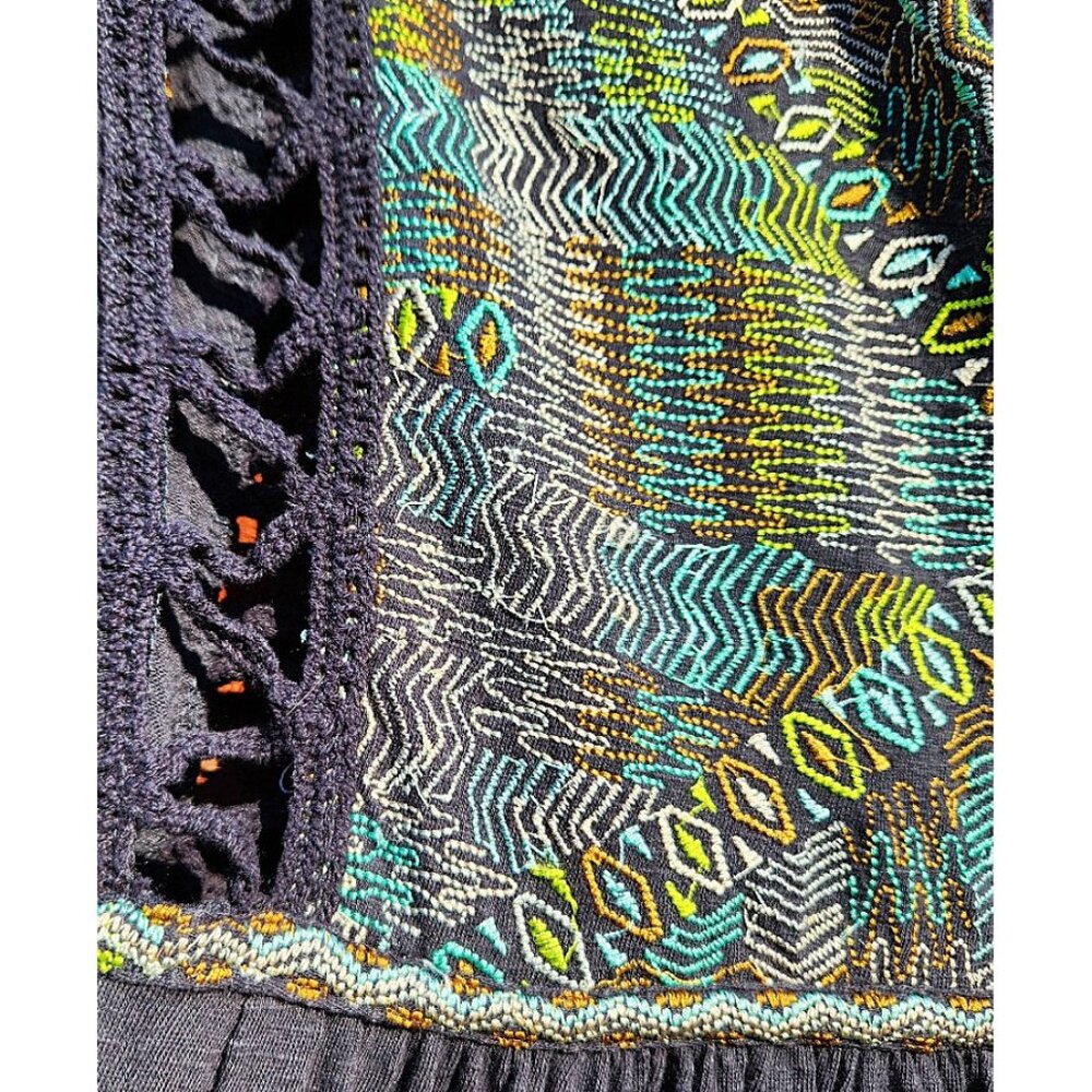 Free People Embroidered Much Love Tunic-Dress - Crochet Trim - Small - Picture 11 of 11